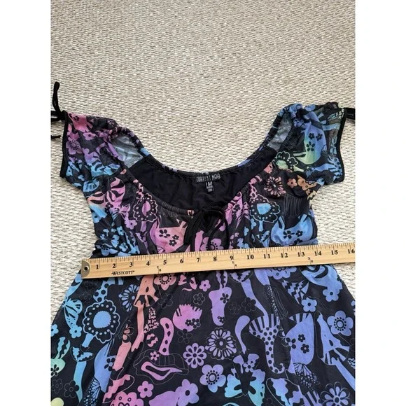 Current Mood Y2K Dress Goth Festival Baby Doll Psychedelic Mushrooms M - Picture 8 of 9